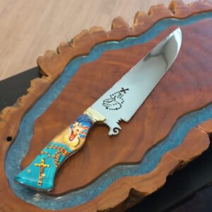 Faca Churrasco Artesanal Nossa Senhora Inox 10p 3mm Vazada
