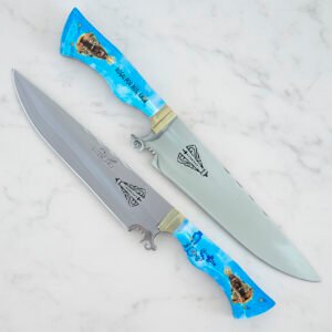 Faca Artesanal Churrasco 10pol Aço Inox Nossa Senhora Azul